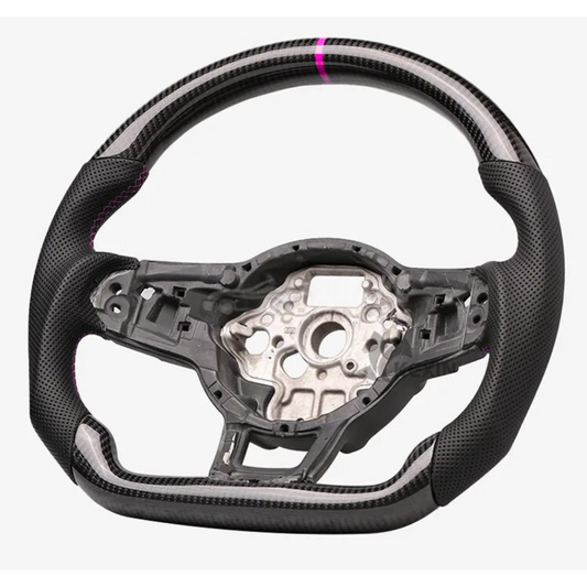 Carbon Leder Lenkrad Pink passend für VW Golf 7 7,5 Passat Polo AW T-Roc GTI R DSG