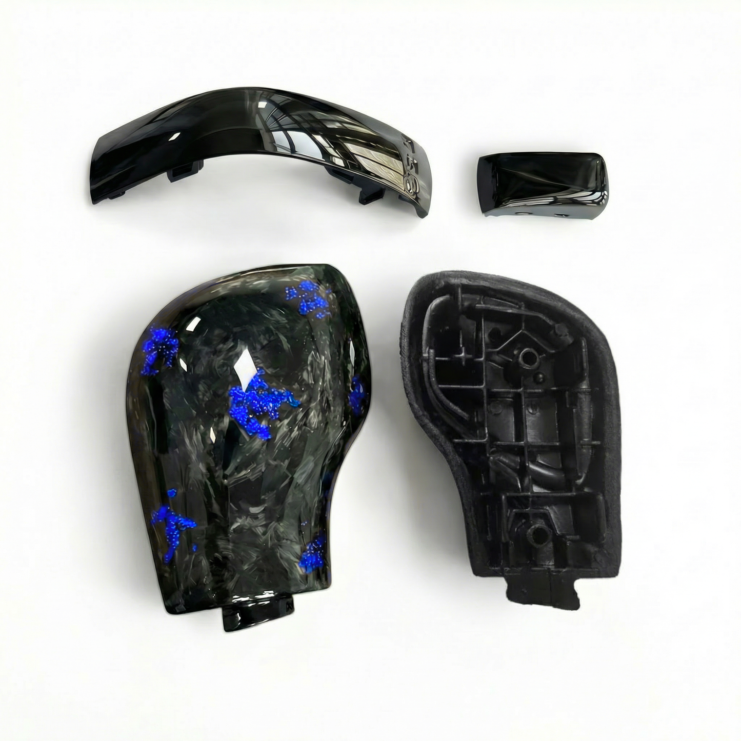 Schaltknauf /Schalthebel Forged Carbon Schwarz Leder mit blauen Flakes fĂĽr VW DSG Modelle GTI Golf 7, Passat, Polo, T-Roc, Seat, Skoda, Cupra