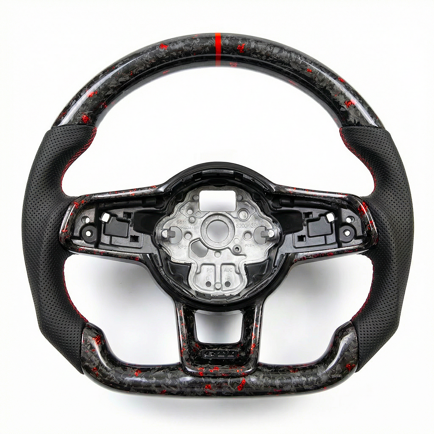 Forged Carbon Leder Lenkrad Rot passend für VW Golf 7 7,5 Passat Polo AW T-Roc GTI R DSG