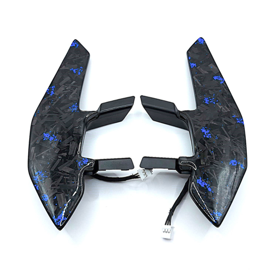 Forged Carbon Schaltwippen Blau Shift Paddle für VW DSG Golf 7 7,5 GTI R Polo AW Passat T-Roc
