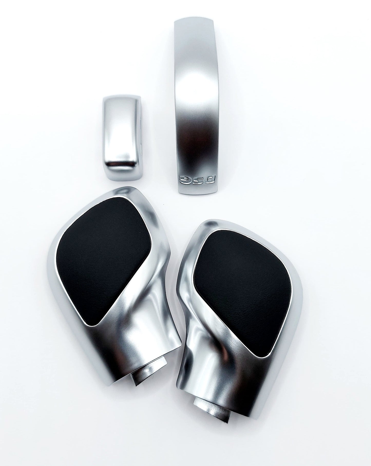 Schaltknauf /Schalthebel Silber-glatt Leder passend für VW DSG Modelle Golf 7, Passat, Polo, T-Roc, Seat, Skoda, Cupra