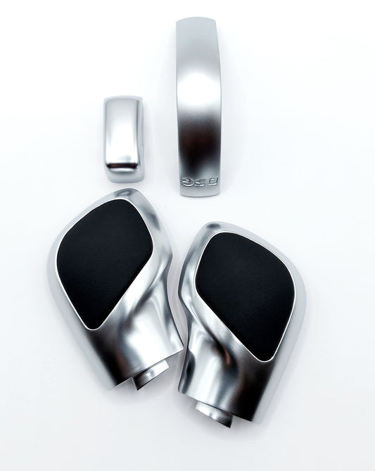 Schaltknauf /Schalthebel Silber-glatt Leder passend für VW DSG Modelle Golf 7, Passat, Polo, T-Roc, Seat, Skoda, Cupra