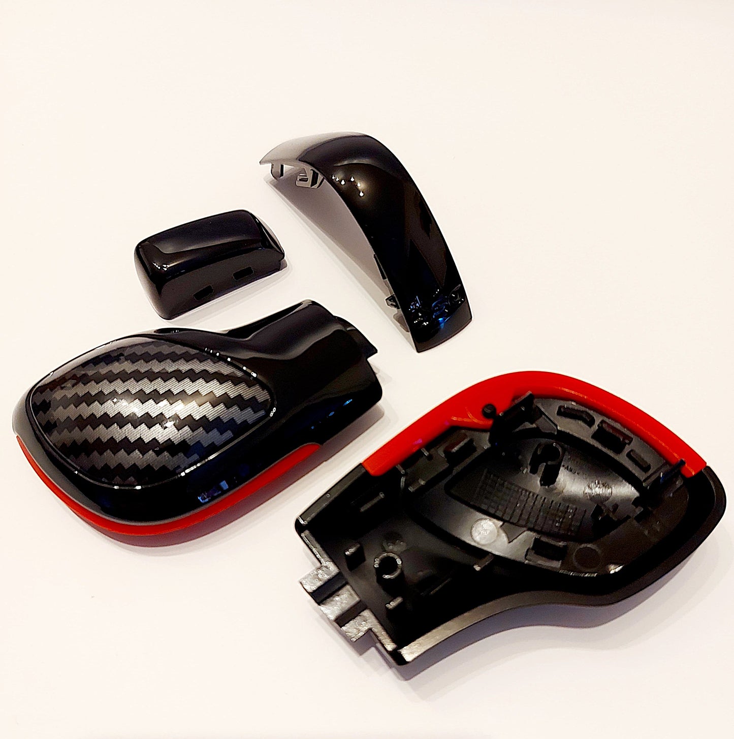 Schaltknauf /Schalthebel Schwarz Carbon Rot passend für VW DSG Modelle GTI Golf 7, Passat, Polo, T-Roc, Seat, Skoda, Cupra