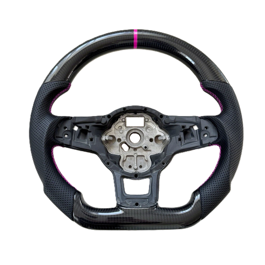 Carbon Leder Lenkrad Pink passend für VW Golf 7 7,5 Passat Polo AW T-Roc GTI R DSG