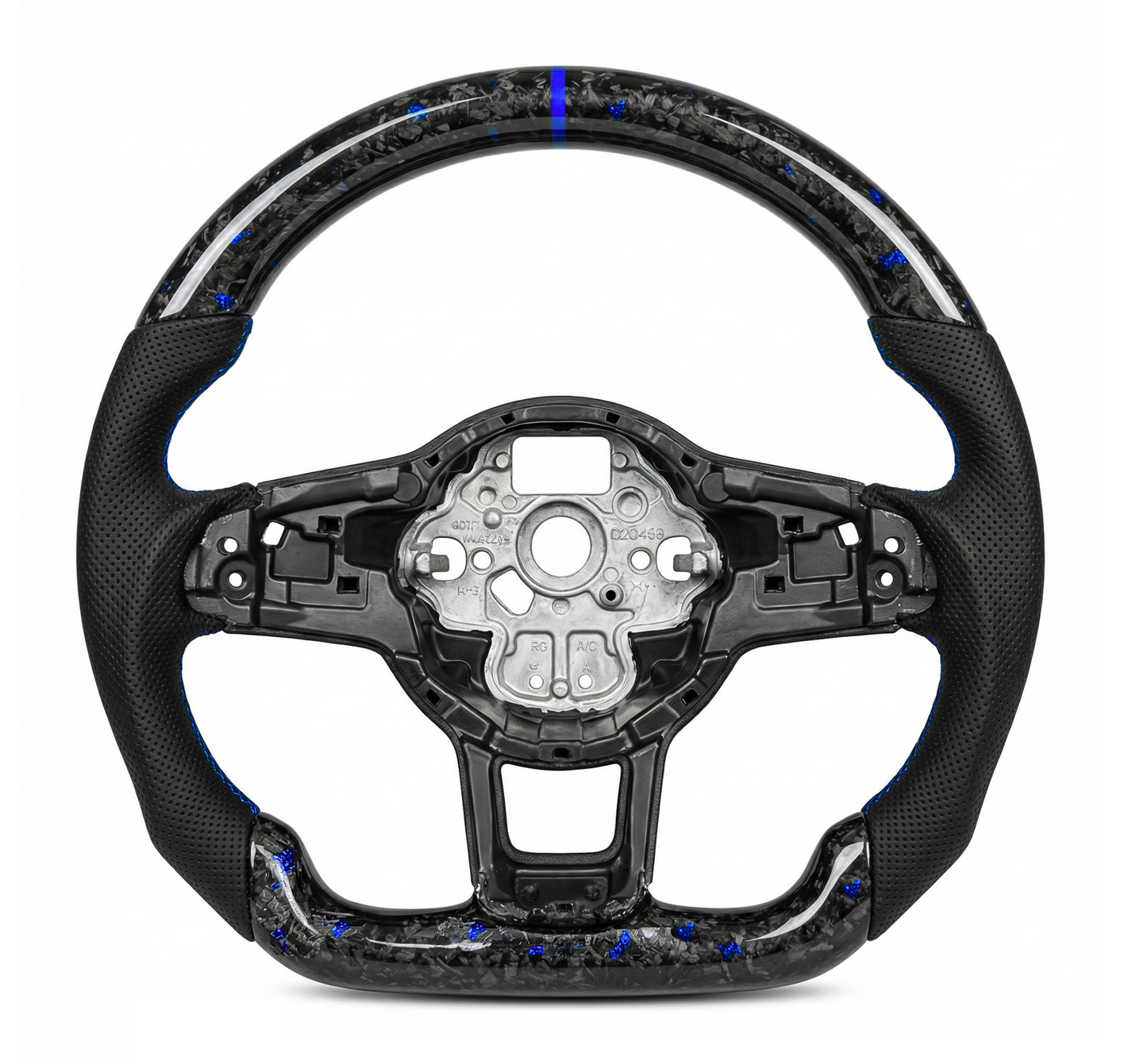 Forged Carbon Leder Lenkrad Blau passend für VW Golf 7 7,5 Passat Polo AW T-Roc GTI R DSG