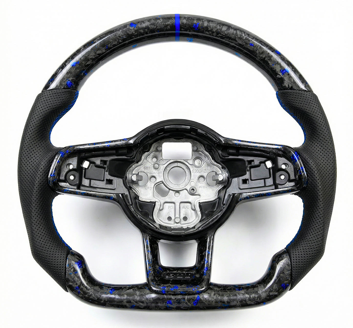 Forged Carbon Leder Lenkrad Blau passend für VW Golf 7 7,5 Passat Polo AW T-Roc GTI R DSG