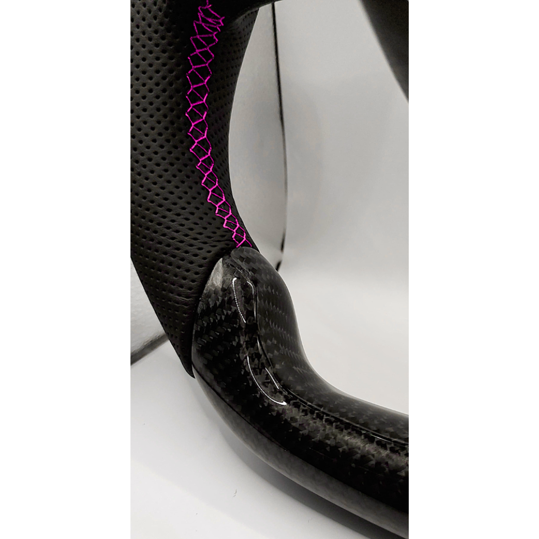 Carbon Leder Lenkrad Pink passend für VW Golf 7 7,5 Passat Polo AW T-Roc GTI R DSG