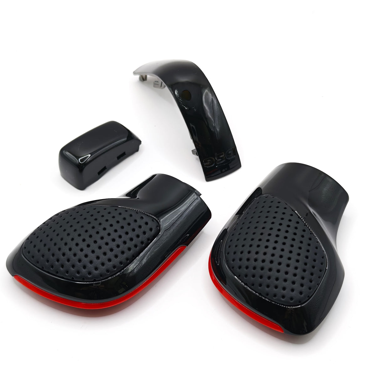Pommeau de levier de vitesses / Levier de vitesses en cuir noir et rouge, compatible avec les modèles VW DSG GTI Golf 7, Passat, Polo, T-Roc, Seat, Skoda, Cupra