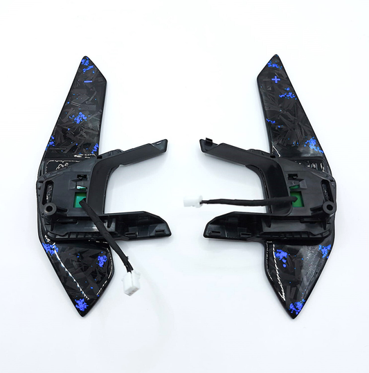 Forged Carbon Schaltwippen Blau Shift Paddle für VW DSG Golf 7 7,5 GTI R Polo AW Passat T-Roc