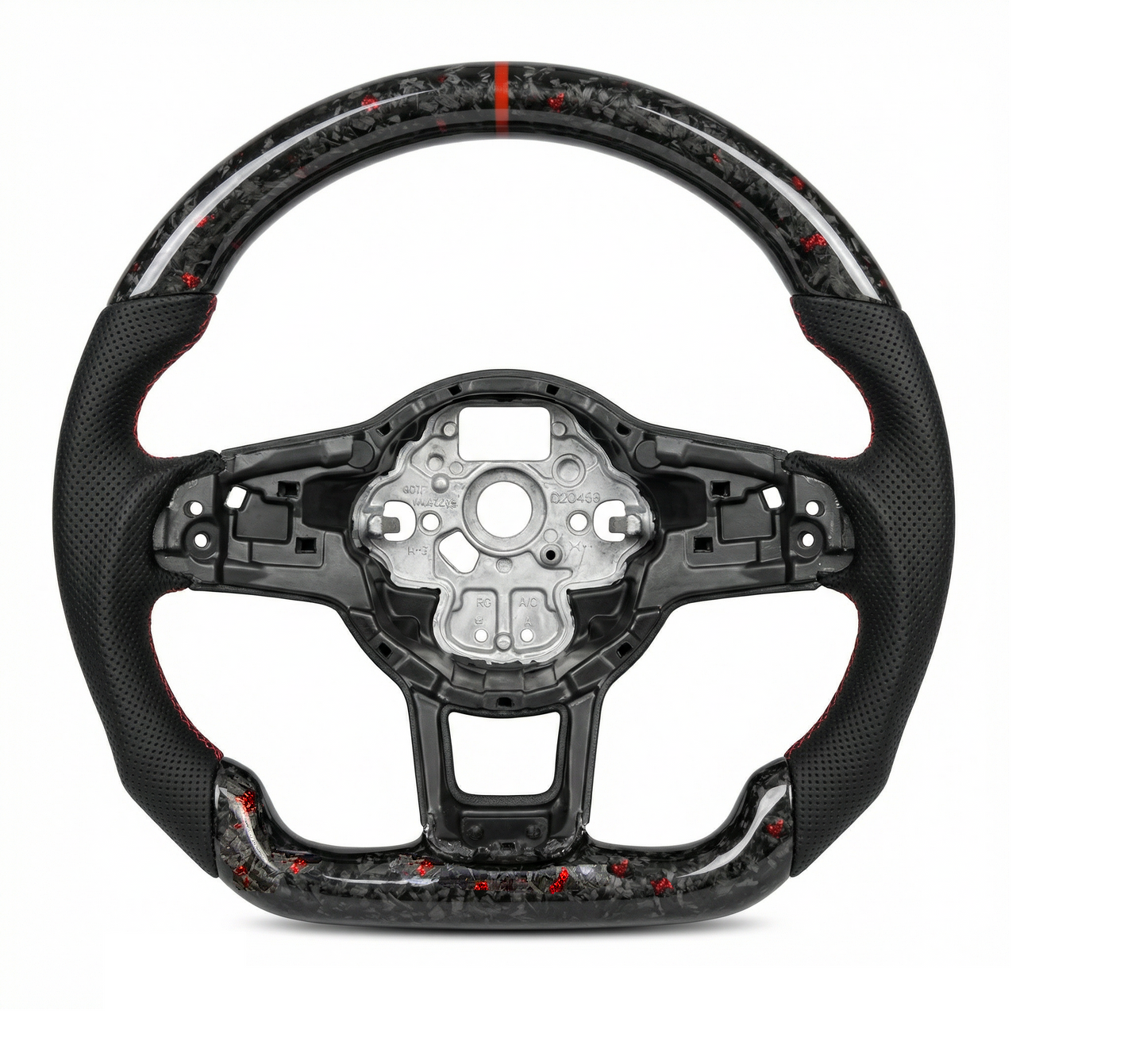Forged Carbon Leder Lenkrad Rot passend für VW Golf 7 7,5 Passat Polo AW T-Roc GTI R DSG