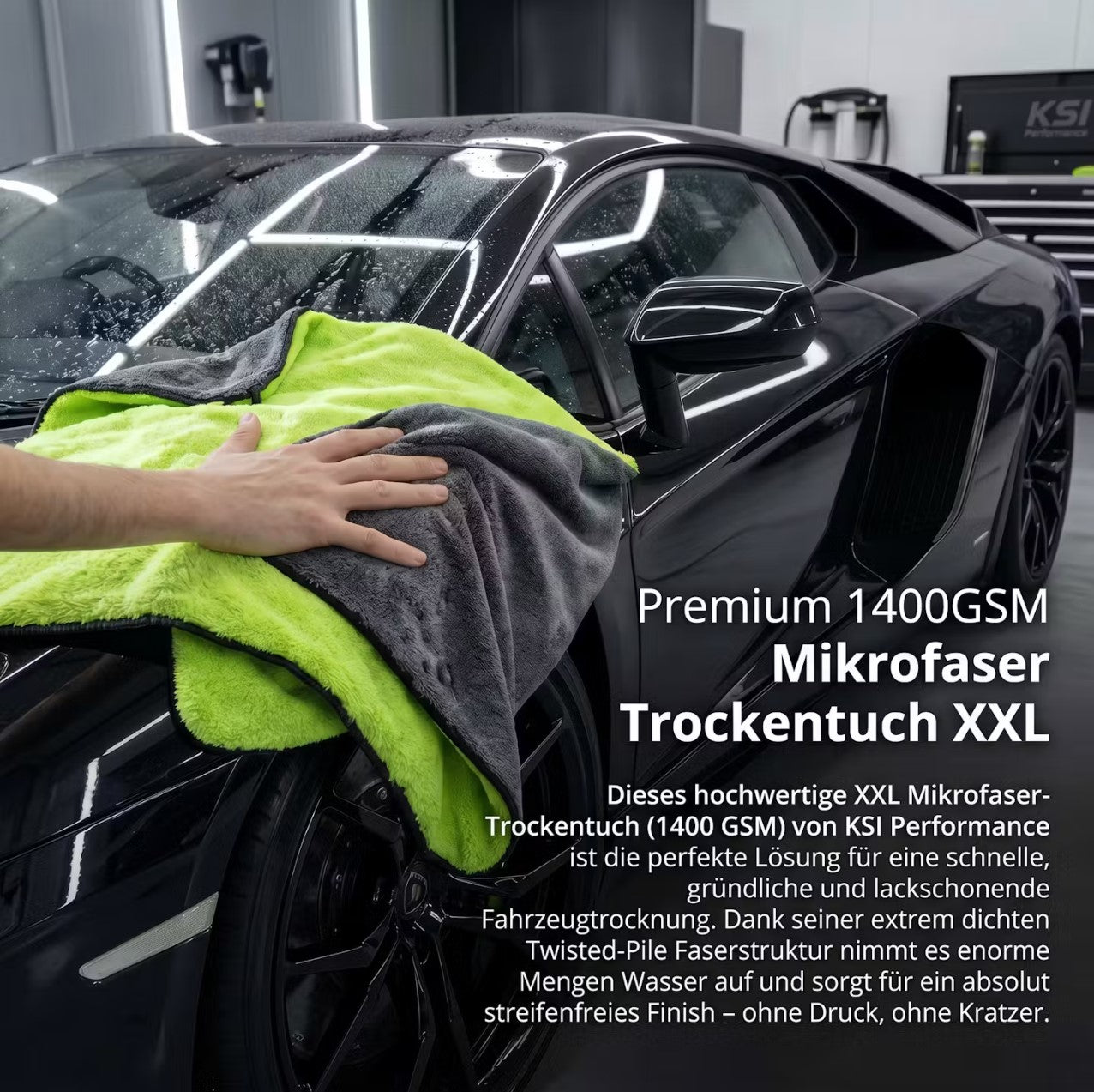XXL Mikrofaser Trockentuch 1400GSM 90x60cm Auto PKW SUV LKW kratzfrei saugstark