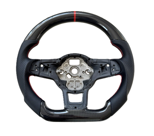 Carbon Leder Lenkrad Rot passend für VW Golf 7 7,5 Passat Polo AW T-Roc GTI R DSG