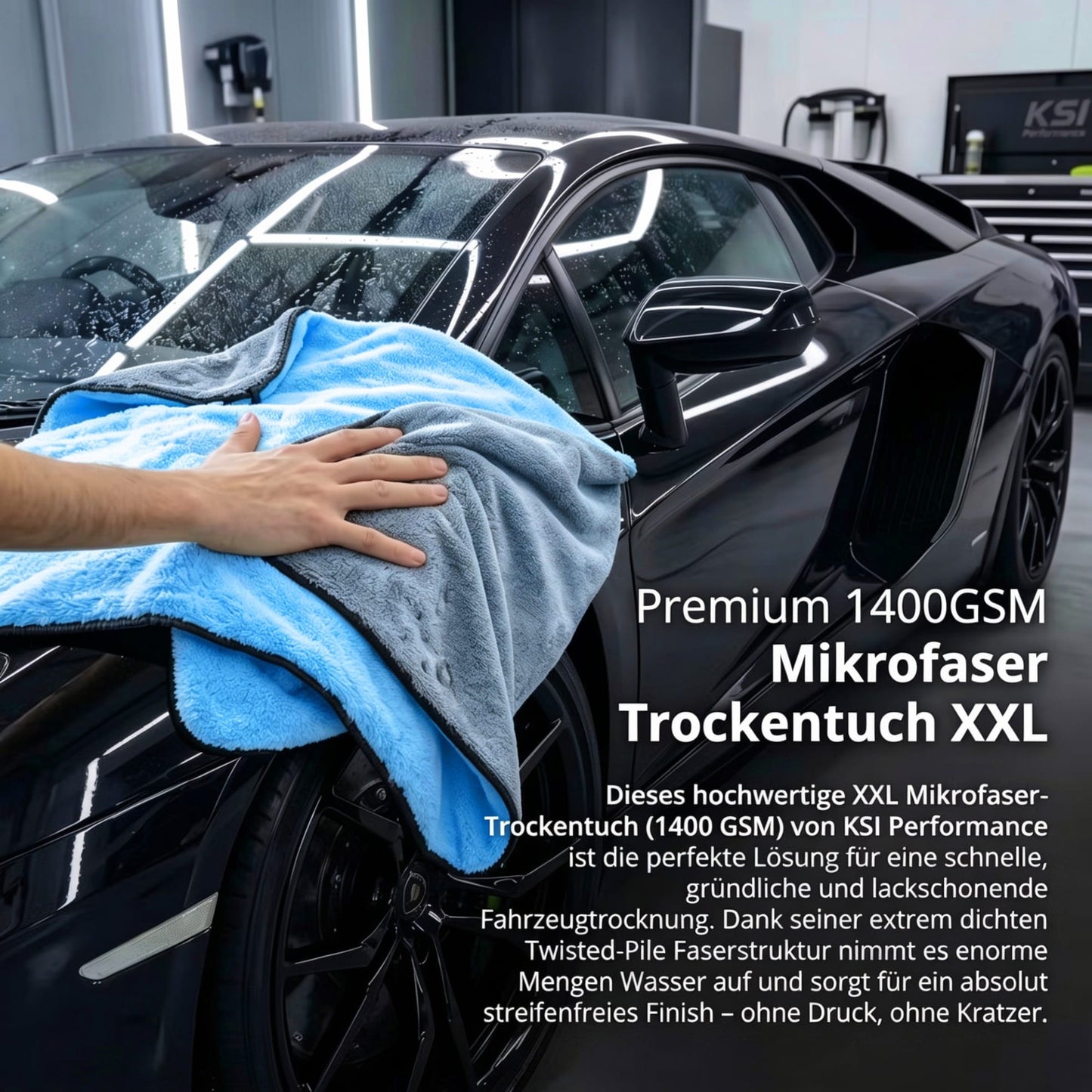 XXL Mikrofaser Trockentuch 1400GSM 120x60 cm Auto PKW SUV LKW Kratzfrei Saugstark