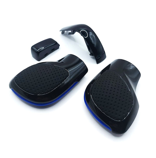 Pommeau de levier de vitesses / Levier de vitesses en cuir noir et bleu compatible avec les modèles VW DSG GTI Golf 7, Passat, Polo, T-Roc, Seat, Skoda, Cupra