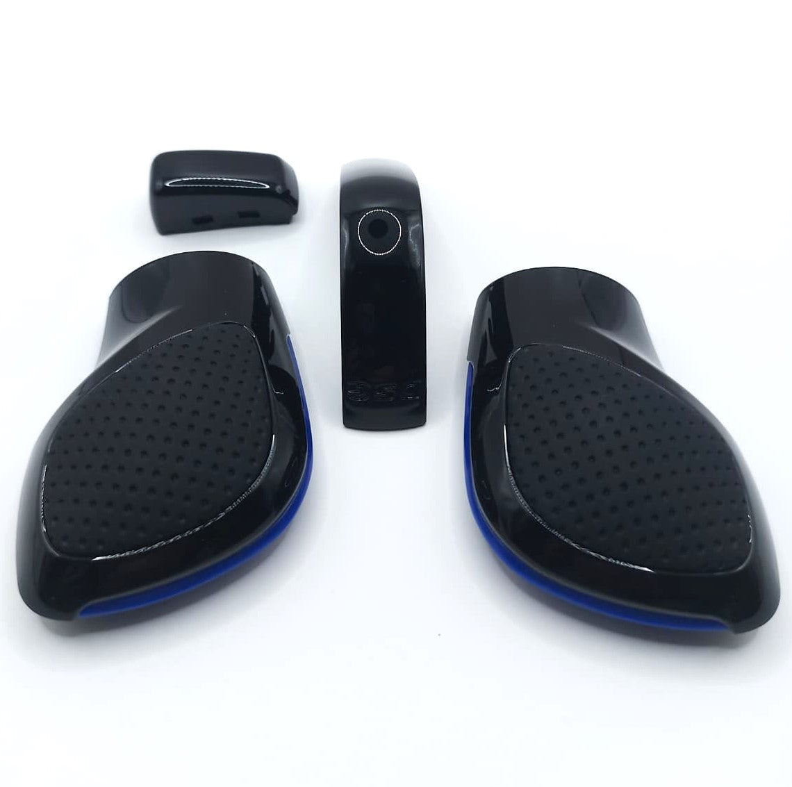 Pommeau de levier de vitesses / Levier de vitesses en cuir noir et bleu compatible avec les modèles VW DSG GTI Golf 7, Passat, Polo, T-Roc, Seat, Skoda, Cupra