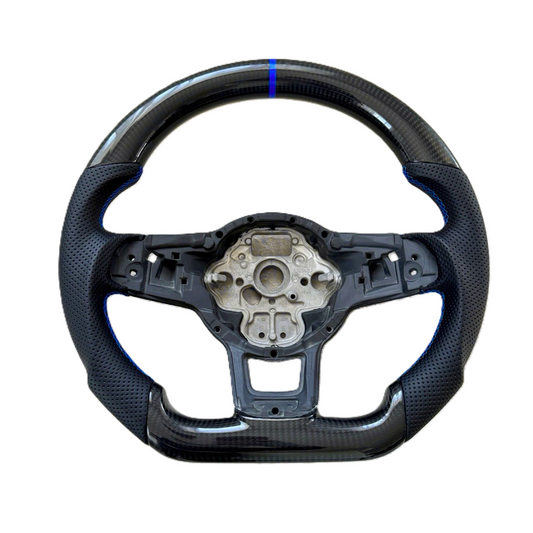 Carbon Leder Lenkrad Blau passend für VW Golf 7 7,5 Passat Polo AW T-Roc GTI R DSG