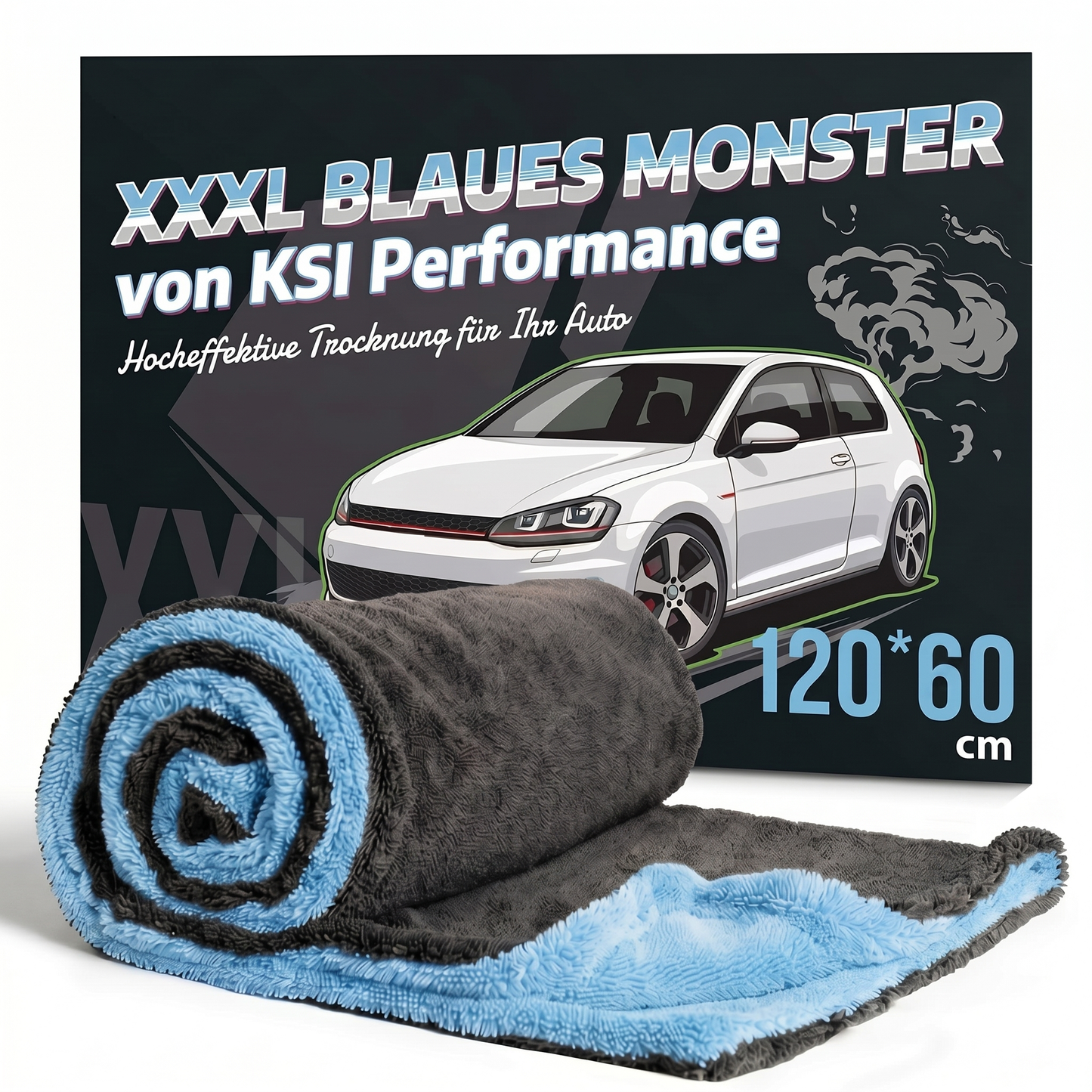 XXL Mikrofaser Trockentuch 1400GSM 120x60 cm Auto PKW SUV LKW Kratzfrei Saugstark